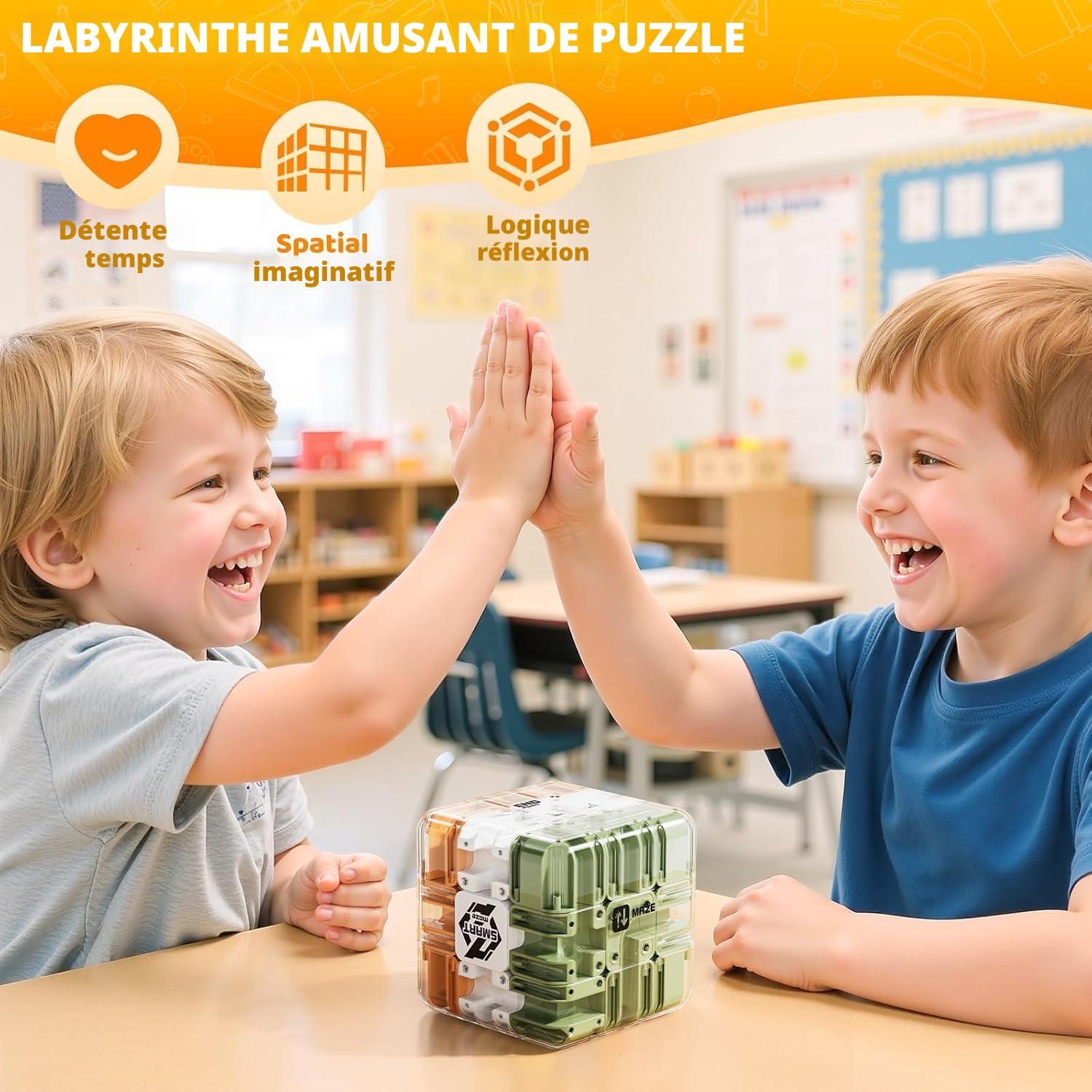 Cube de Labyrinthe Puzzle - Développement Logique et Conscience Spatiale - Jeu de Stratégie 3D,Jouet Sensoriel avec Bille Roulante,Cadeau pour Adultes et Cube de Labyrinthe Puzzle - Développement Logique et Conscience Spatiale - Jeu de Stratégie 3D,Jouet Sensoriel avec Bille Roulante,Cadeau pour Adultes et