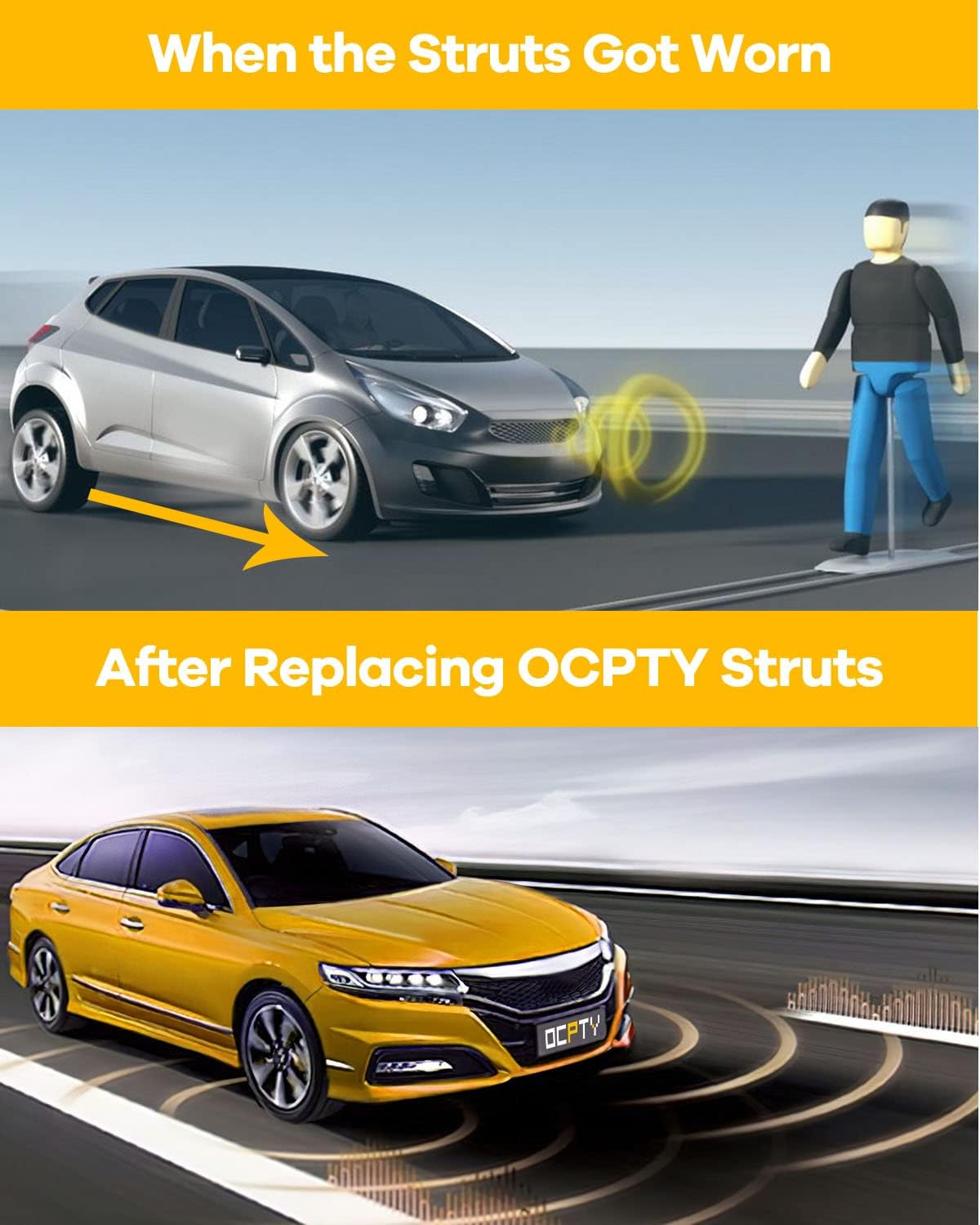 OCPTY Front Quick Install Ready Struts and Rear Shocks Assembly Fit 2005-2015 for Toyota Tacoma Replace Struts