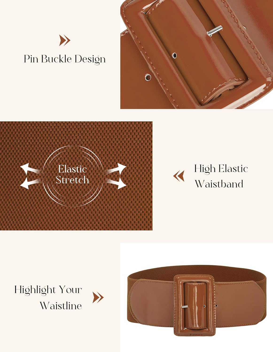 GRACE KARIN Women's Stretchy Belt 1950s 3 Inch Wide Elastic Belts - Image 2