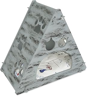 SUSSEXHOME Pets 13.75 x 20.9 x 24 Inches Pet Tent Bed - Scratch Resistant Cozy Covered Cat Bed for Indoor Cats - Bottom Padded Cat Cave Bed - Gray