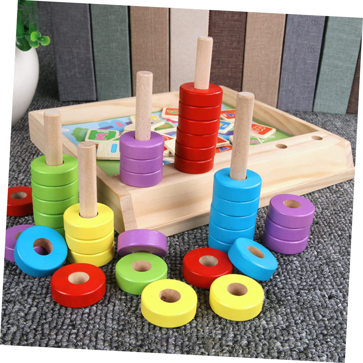 Set di Blocchi Educativi in Plastica Multicolore per Bambini, Gioco Didattico per Sviluppare Abilità Manuali e Riconoscimento dei Colori in Attività Educative