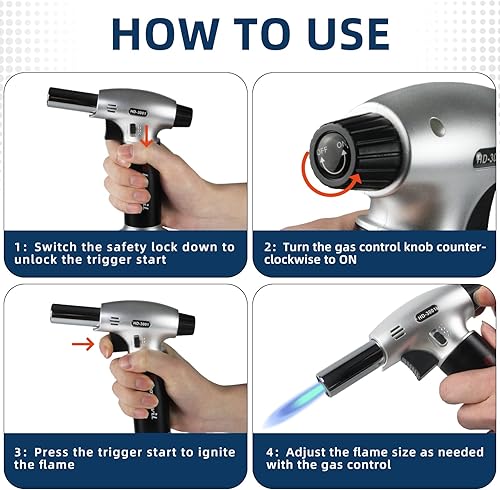 Miniatura 4 de Hotdevil Antorcha culinaria de butano de 0.23 oz (6 g), tanque recargable, para cocinar, encendedor para todos los cartuchos de butano, soplete de