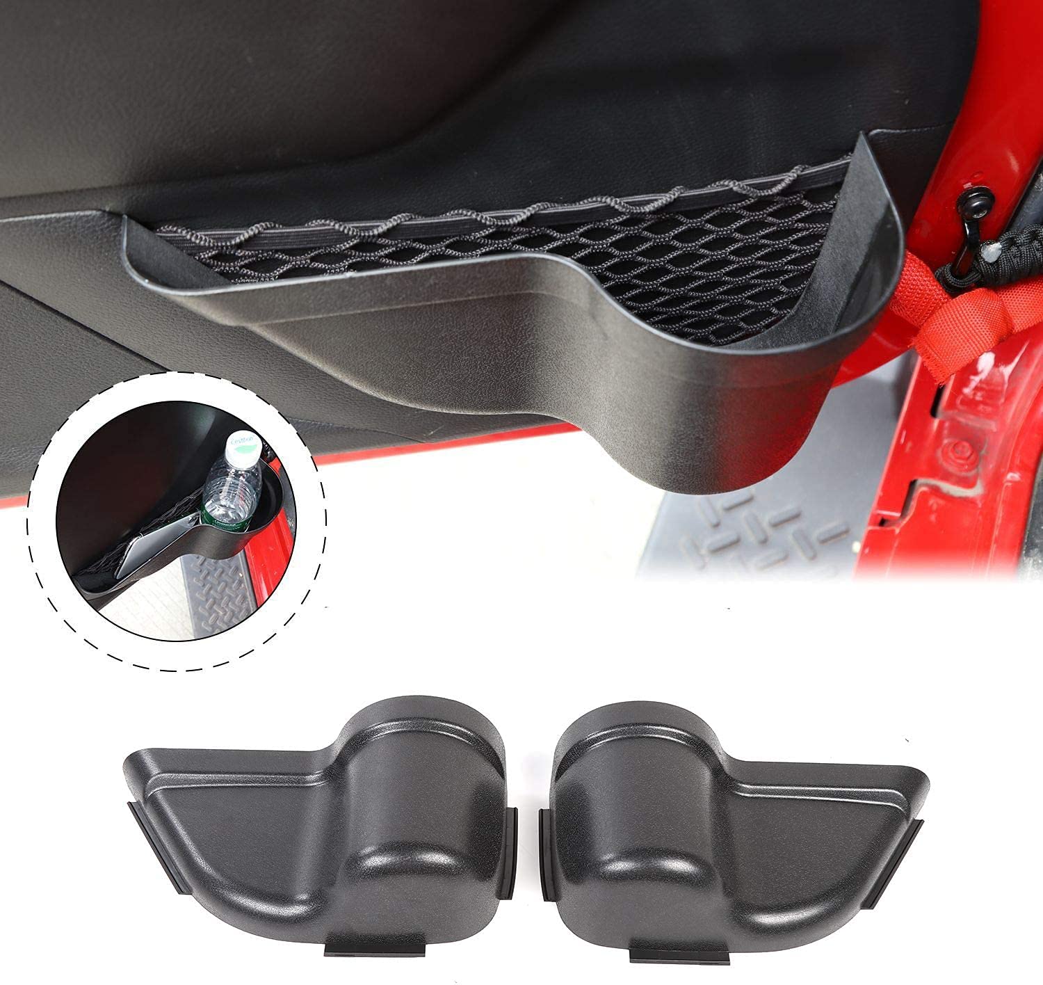 ELECDON DP3 Front Door Storage Pockets, Door Side Insert Organizer Box for 2011-2018 Jeep Wrangler JK JKU 2/4 Door, Interior Storage Expansion Accessories, Black, 2PCS (Embedded Installation) ﻿ ﻿