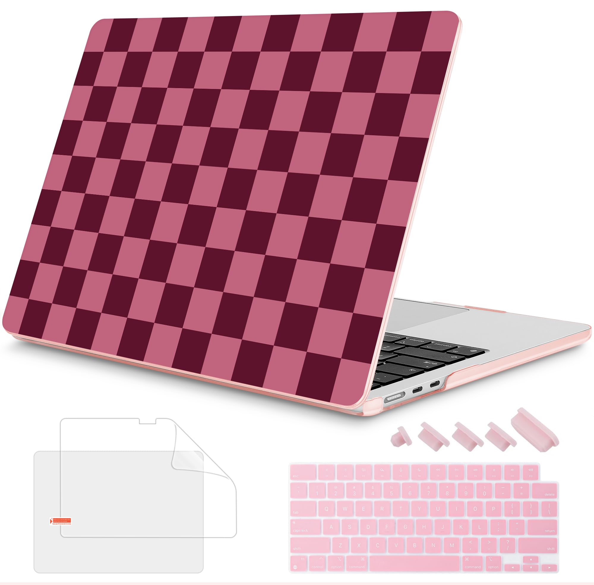 Mektron for 2026/2025/2024/2023 MacBook Air 15 INCH M5 A3448 /M4 A3241 /M3 A3114 /M2 A2941 Case, Printed Plastic Hard Shell Cover with 15.3" Liquid Retina Display Touch ID, Checkerboard MK022
