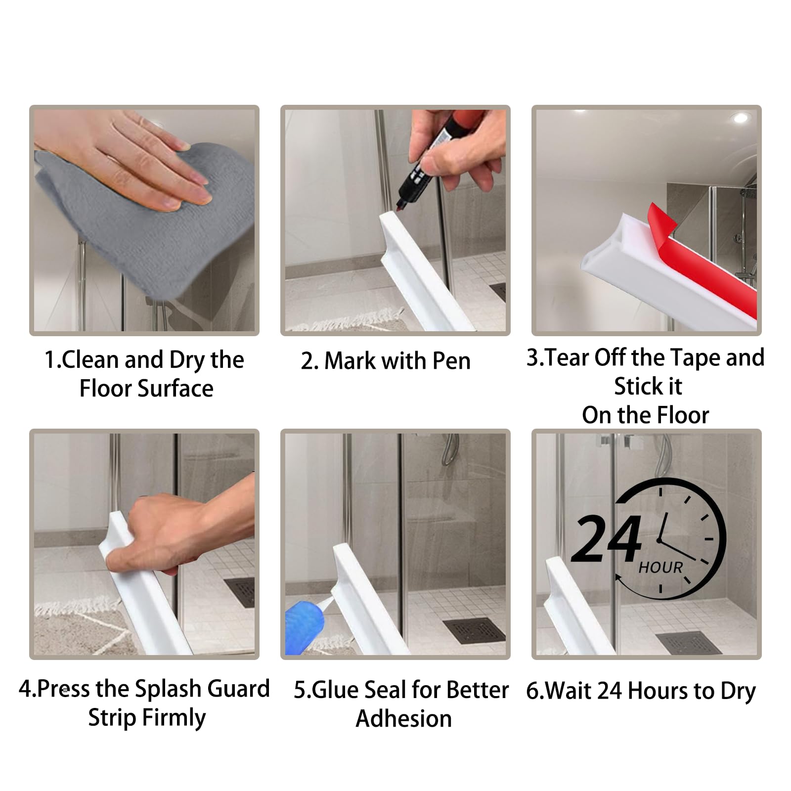 Seuil De Douche En Silicone Transparent - Bande Étanche Autocollante 2 M, Anti-Éclaboussures, Style B