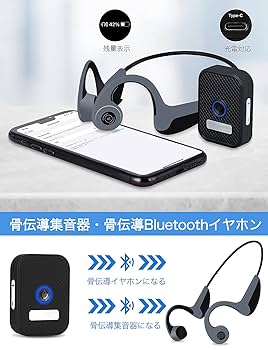 Bluetooth 5.0 骨伝導イヤホン 集音器 骨伝導イヤホン+集音器セット HP-BC500N AudioComm ヘッドホン