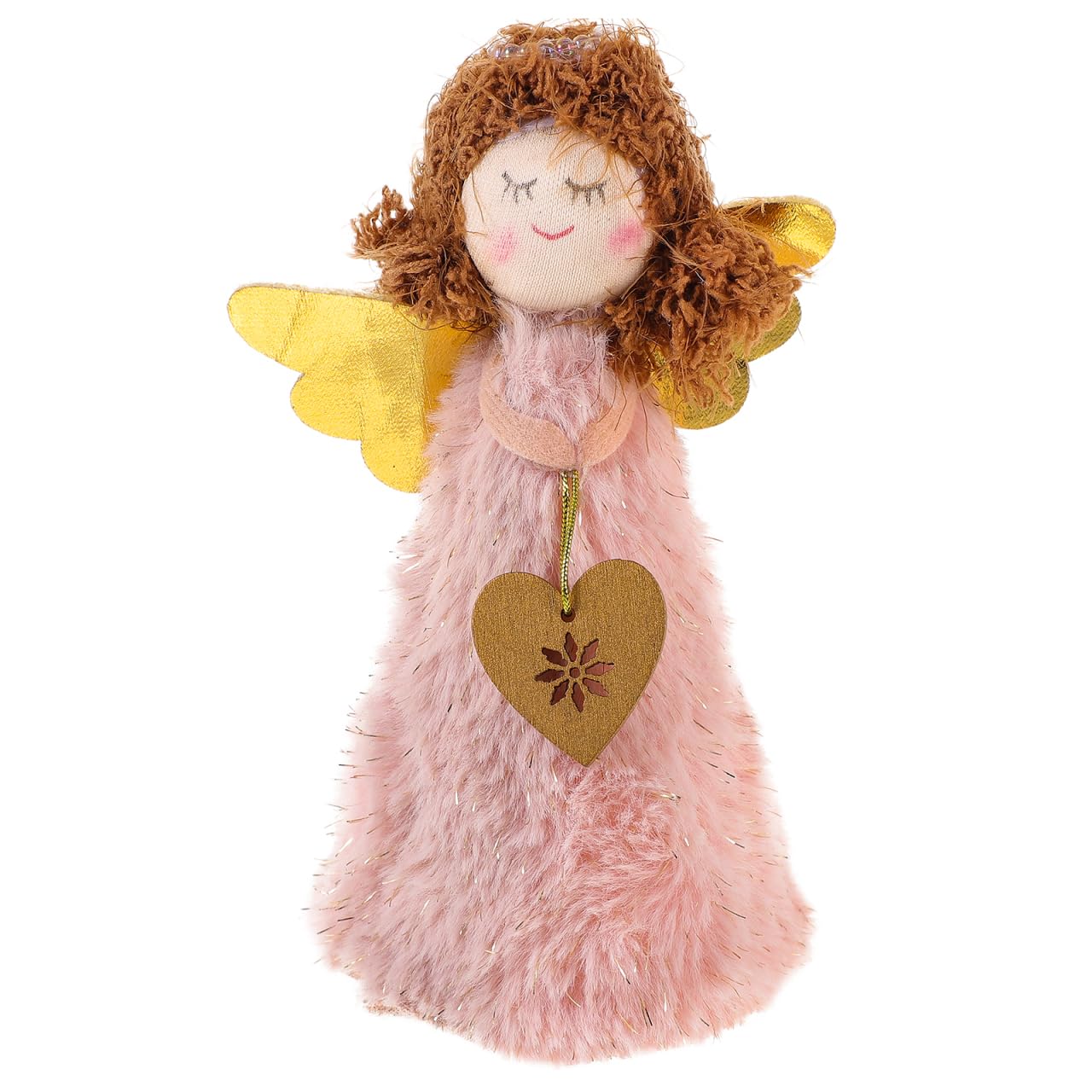 Amosfun Christmas Angel Tree Topper Lovely Xmas Treetop Decoration with Pink Heart Design Festive Ornament for Holiday Party Supplies and Home Decor