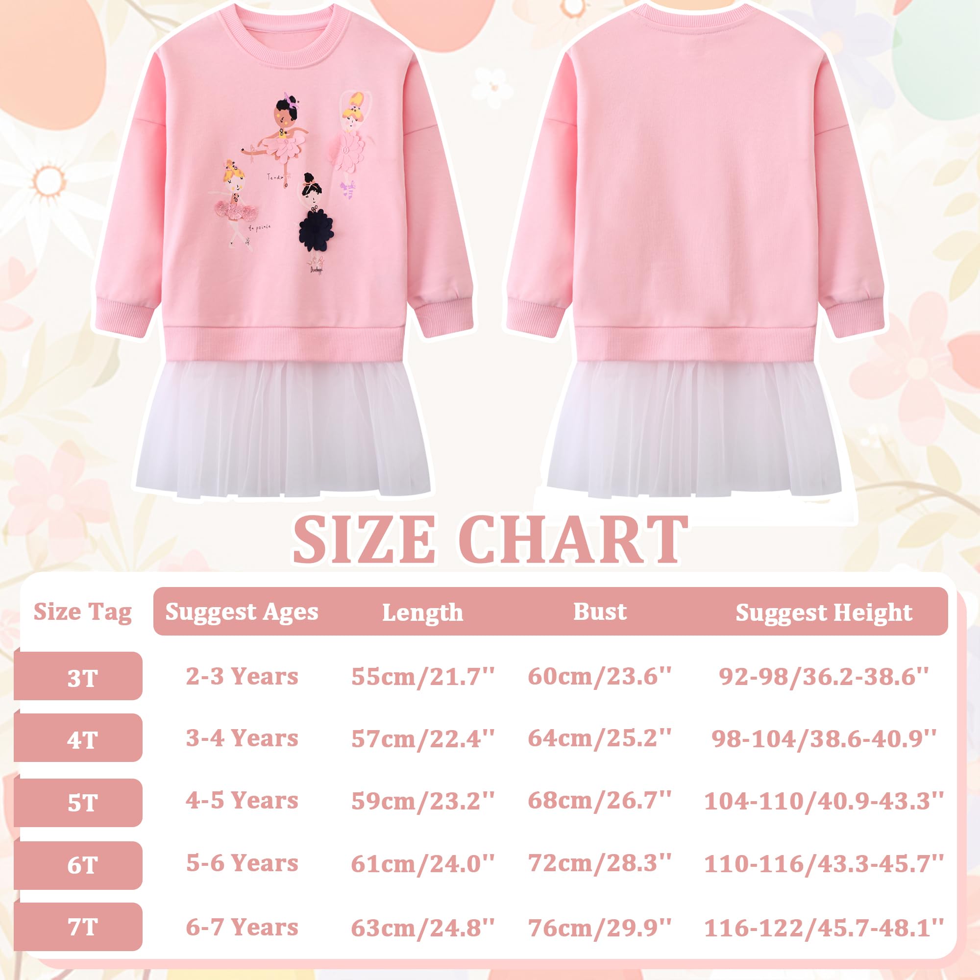 Sudadera Niña Algodón Bordado Apliques Princesa Manga Larga Cuello Redondo Pullover Casual 2-7 años