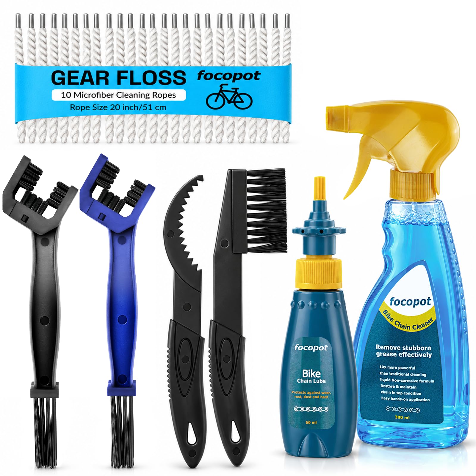 Bike Chain Cleaning Kit with Bicycle Chain Degreaser,Wet Lube,Chain Brush