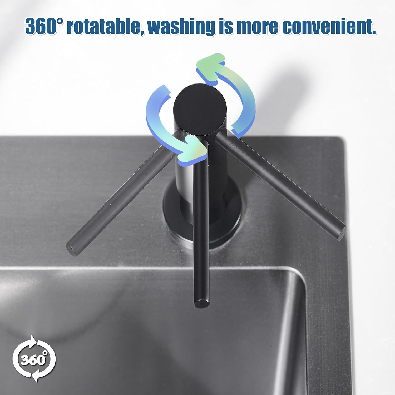 Soap Dispenser for Kitchen Sink Matte Black, Counterop Sink Soap Dispenser Stainless Steel 17 OZ Bottle Built in Design Refill from The Top, Black
