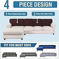 Vista 542 de H.VERSAILTEX 2025 New Sectional Couch Covers 8 Pieces Stretch Sofa Covers for Sectional Sofa Set Separate L Shaped Couch Cover for Both Left/Right