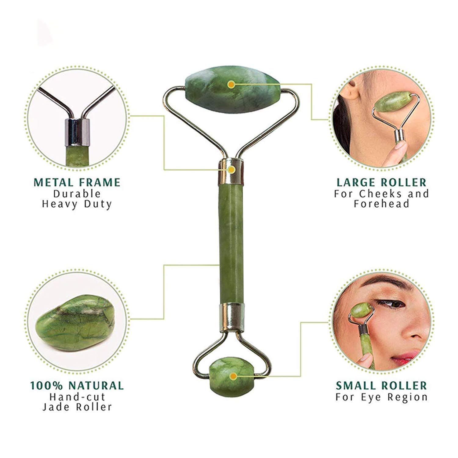 ORILEY OR-JTZM-5 Natural Jade Double Sided Face Roller & Gua Sha Scraping Facial Massager Massage Stone Beauty Tool for Face Neck Toning, Firming & Serum Application (1 Pc, With Gua Sha) 2