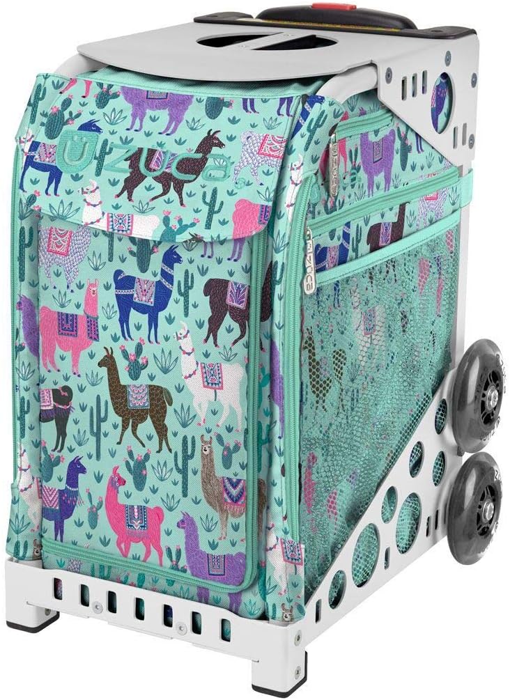 ZUCA Llama Rama Sport Insert Bag and White Frame with Flashing Wheels