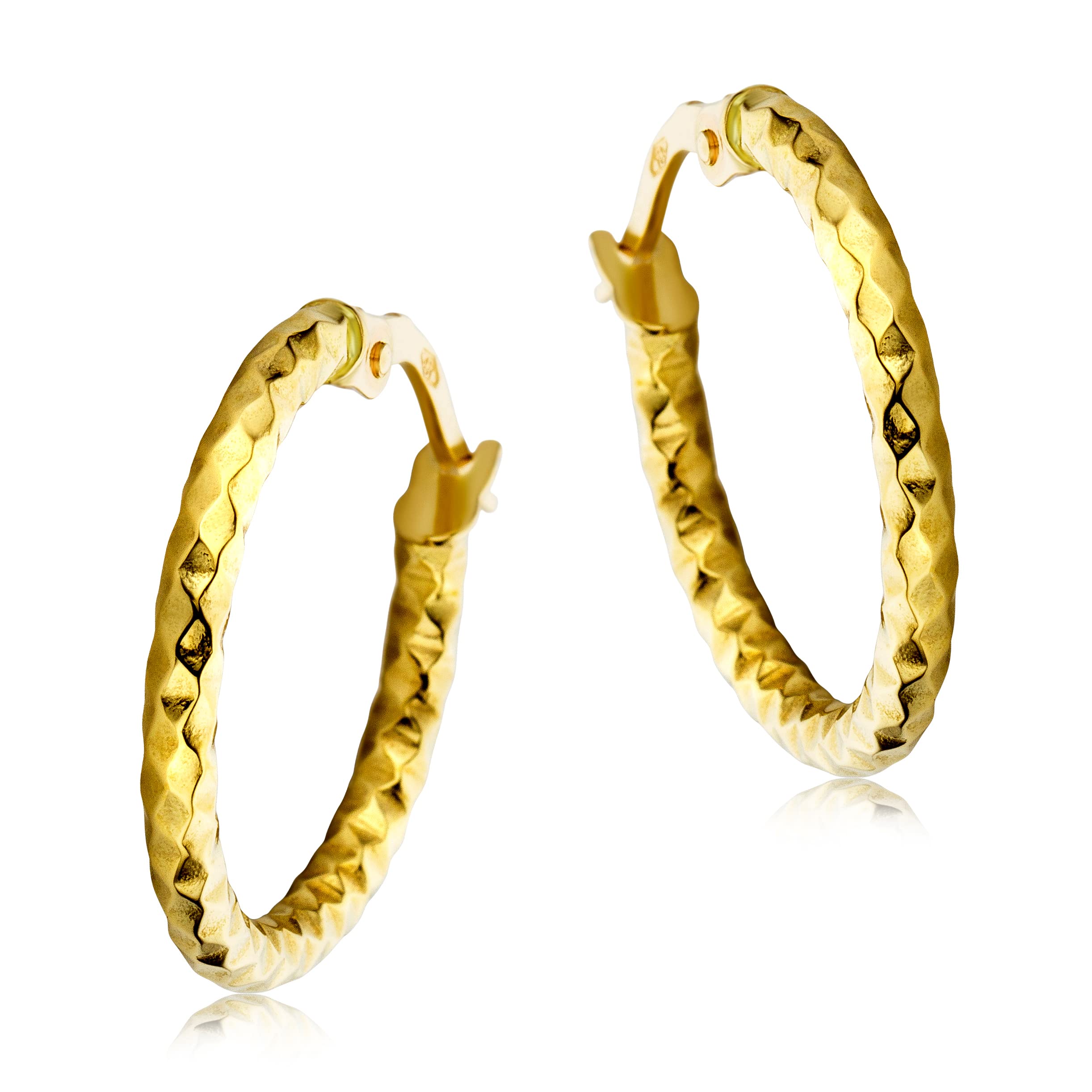 MIOREPendientes de oro amarillo de 18 quilates con cierre de cierre de aro