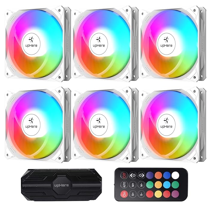 Buy upHere 120mm RGB Case Fan,Remote Control,5V ARGB LED, Addressable Motherboard SYNC,Ultra