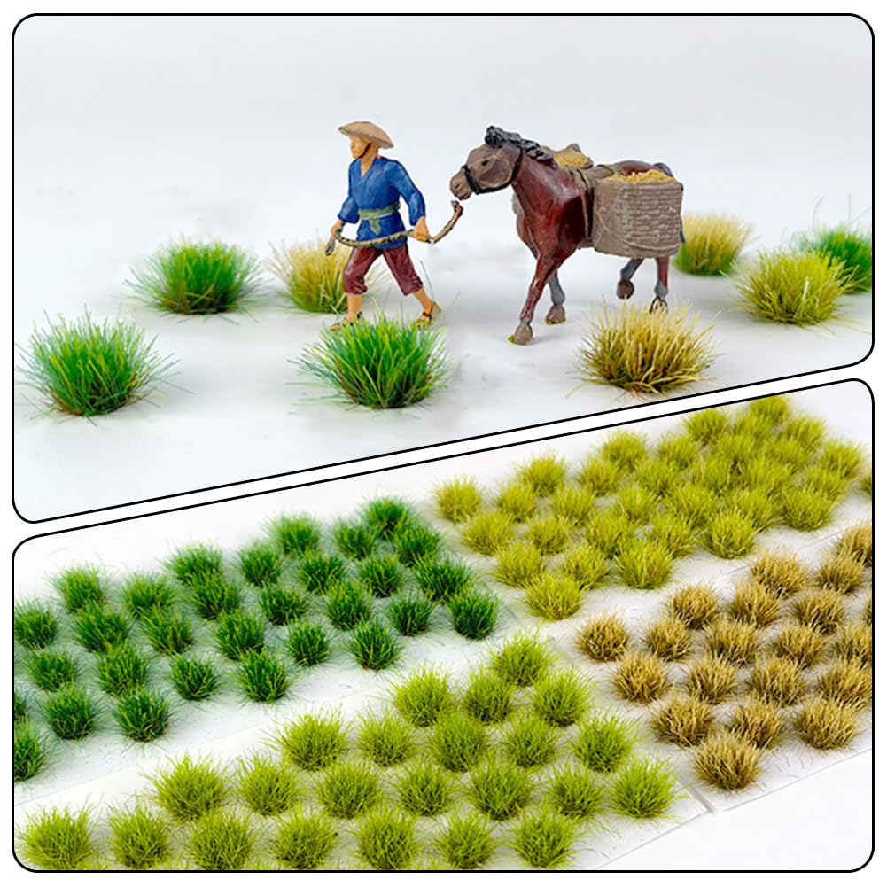 3 Scatola da 96 Pezzi di Ciuffi di Erba per MoDells ismo Ferroviario Arbusti di Plastica Cespugli in Miniatura Scenario Tavolo da Diorama Verde Statico Wargame Set di Vegetazione per di