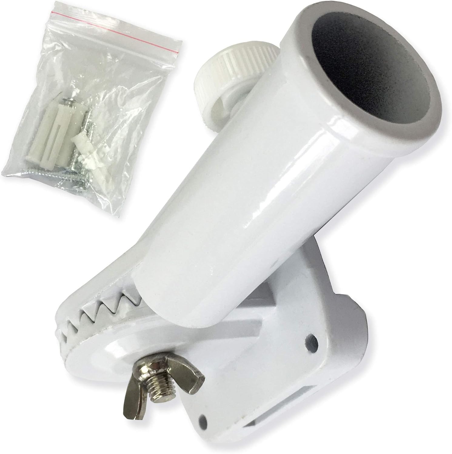 USA Flag Co. Freedom Cast-Aluminum Flagpole Bracket, 13 Position Vertical or Horizontal for 1-inch Diameter Flag Pole Adjustable Mounting Holder (Vivid White)