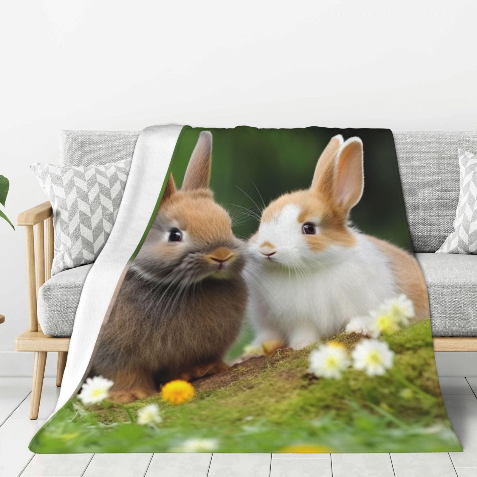 Couverture polaire douce à motif lapin cadeau idéal pour lit