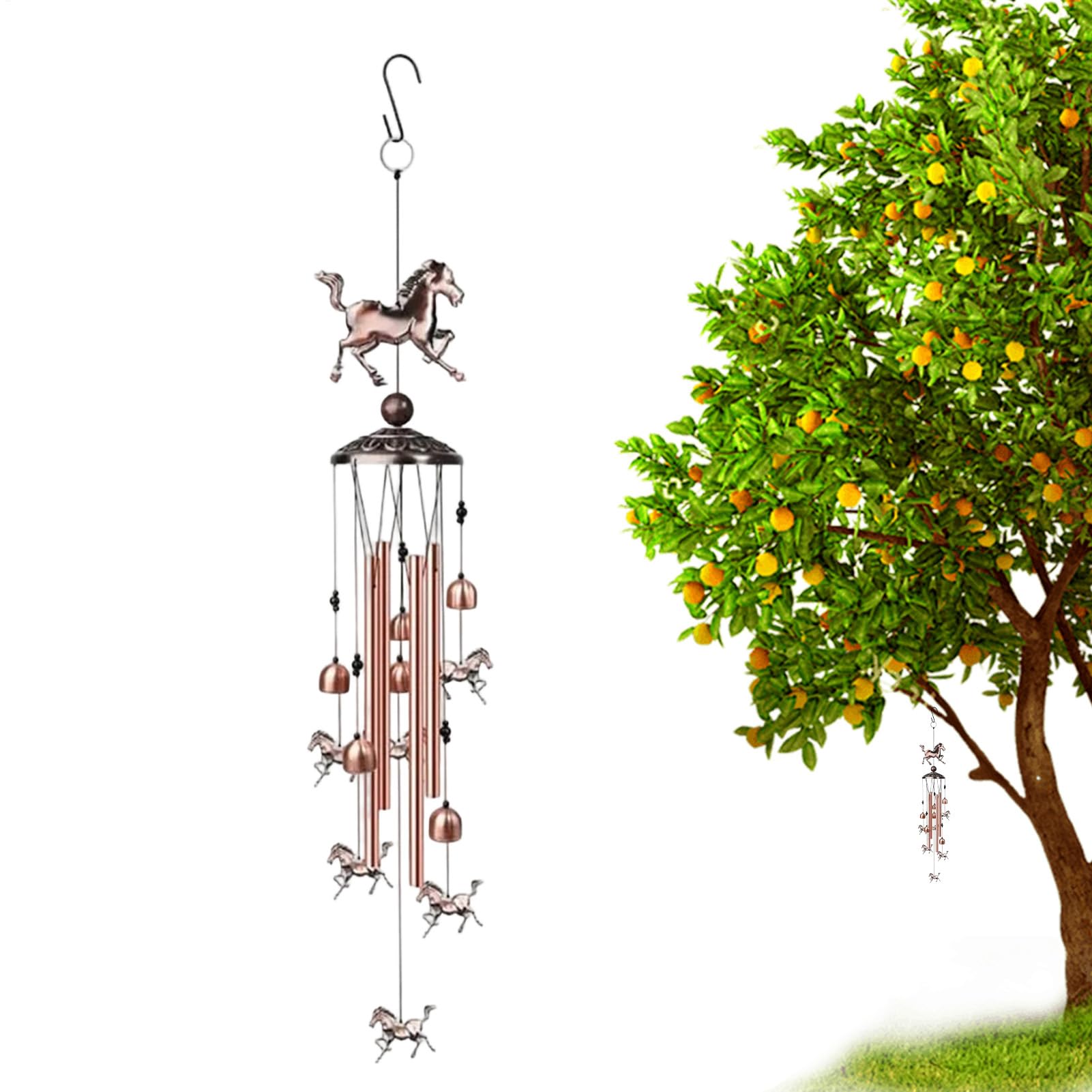 Carillon éolien de cheval en cuivre de 88 cm avec son musical extérieur