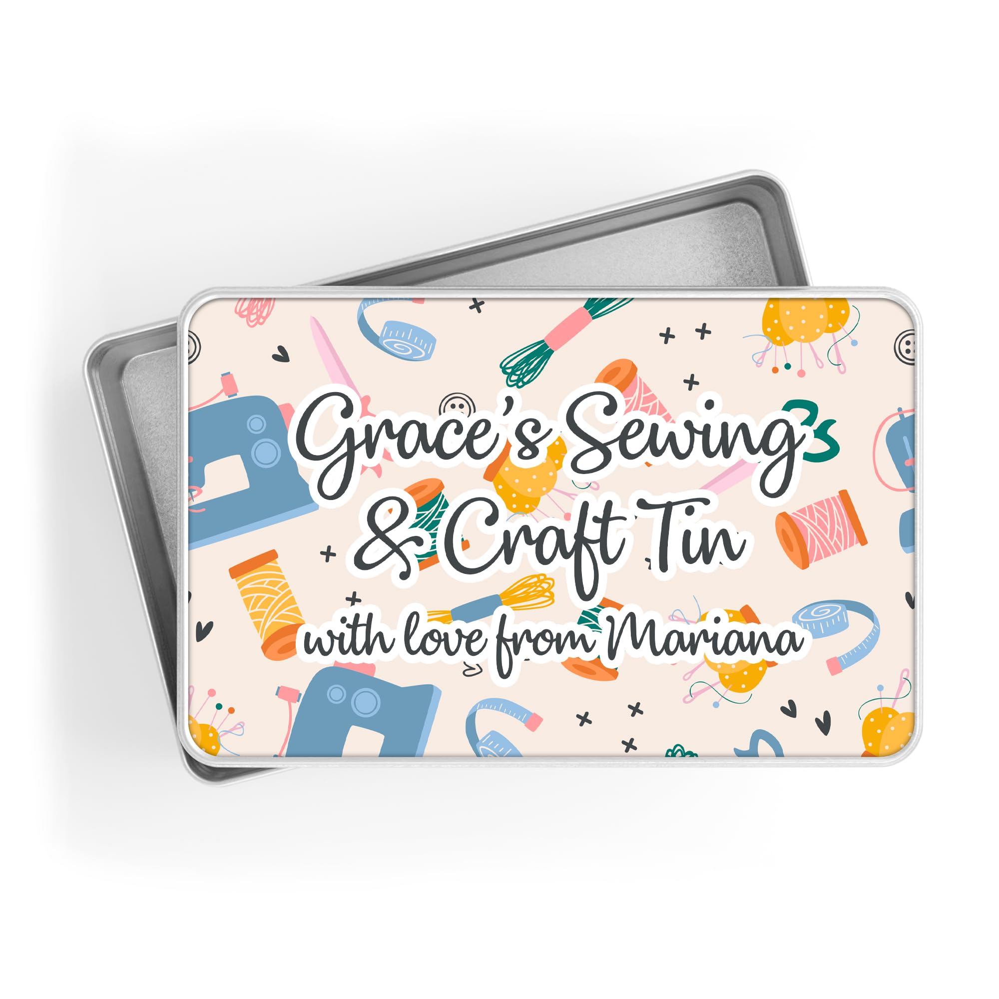 Print Maniacs Unique Personalised Metal Memory Tin Storage Containers Trinket Treat Box Jar Decorative Keepsake Memories Gift Box For Sewing Bits and Bobs