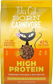 Tiki Cat Born Carnivore High Protein, Deboned Chicken & Egg, Grain-Free Baked Kibble to Maximize Nutrients, Dry Cat Food, 11.1 lbs. Bag