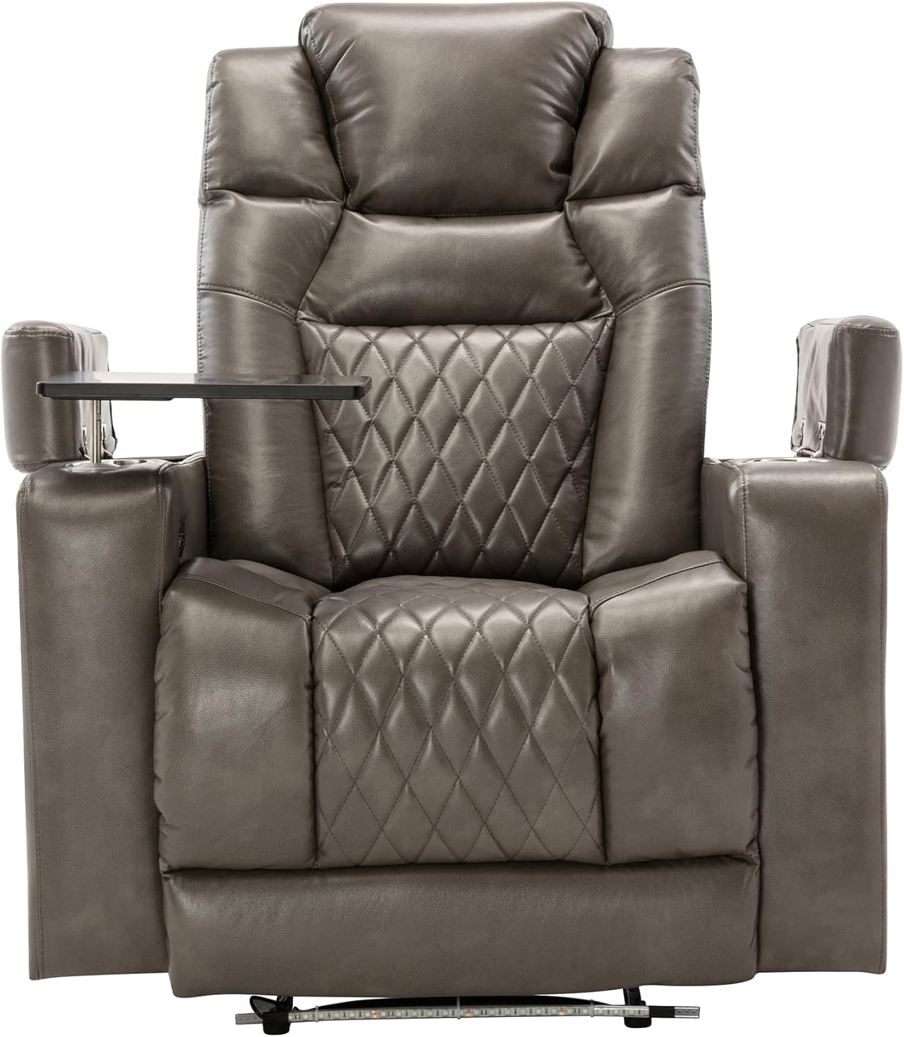 Power Motion Recliner with USB Charging Port and Hidden Arm Storage, Home Theater Seating with 2 Convenient Cup Holders Design and 360° Swivel Tray Table(Old SKU: SG000441AAA)