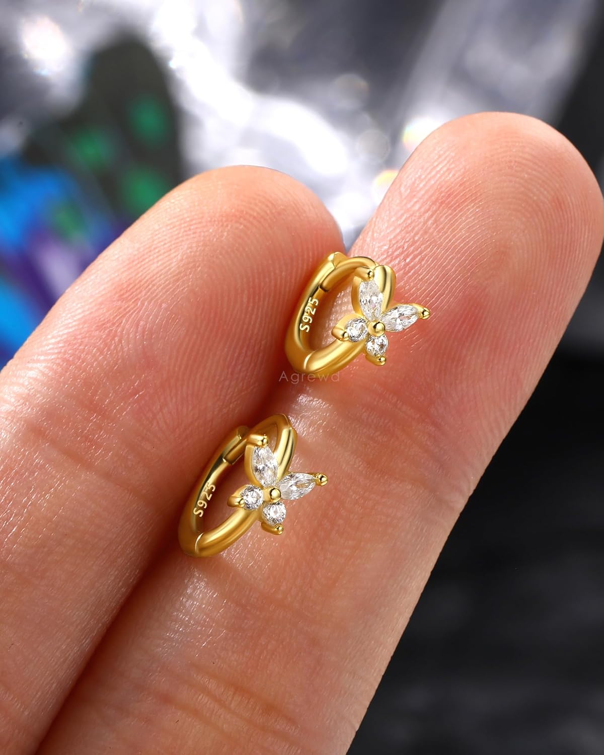 925 Sterling Silver Helix Earrings 20G Butterfly Helix Rook Earrings Surgical Steel Rook Piercing Jewelry Lobe Earring 6/8MM - Image 6