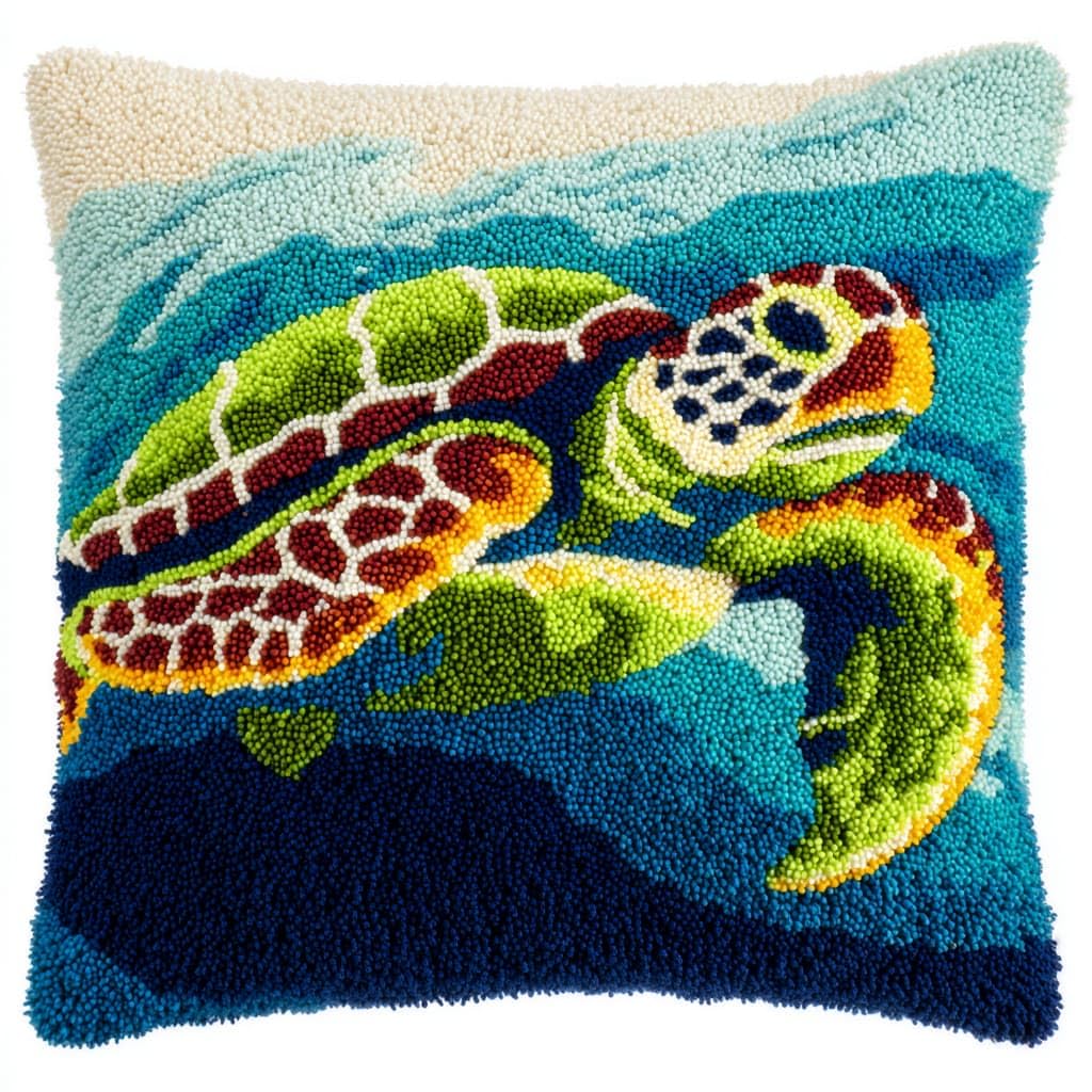 WallustrioaW Latch Hook Cushion Kits for Adults,Animals, sea Turtles