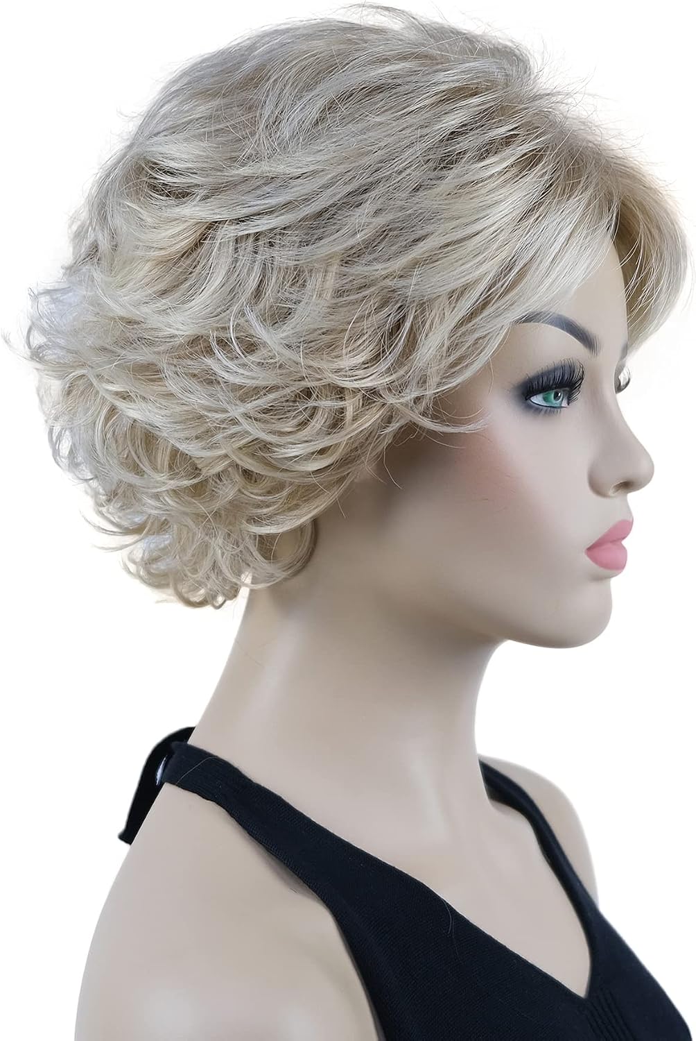 Lydell 8" Short Curly Women Wigs Soft Shaggy Layered Classic Cap Full Synthetic Wigs (15BT613 Blonde Mix) - Image 5
