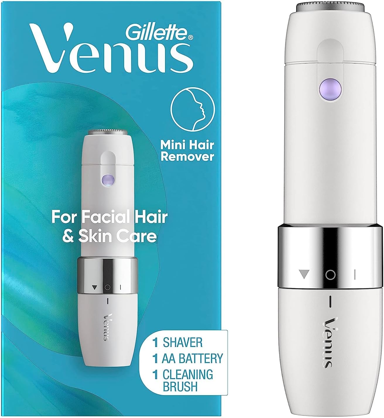 Gillette Venus Mini Facial Hair Remover for Women Face, Portable Electric Shaver, Face Shaver, Electric Razor, Face Hair Removal for Women, Dermaplaning Tool, Face Razors for Women, Trimmer for Women