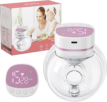 Kidken Hands-Free Electirc Breast Pump, Wearable Breast Pump of Baby Mouth with 5 Modes & 15 Levels,Portable Electric Breast Pumps - 19/21MM Flange Pink and White, 1pcs