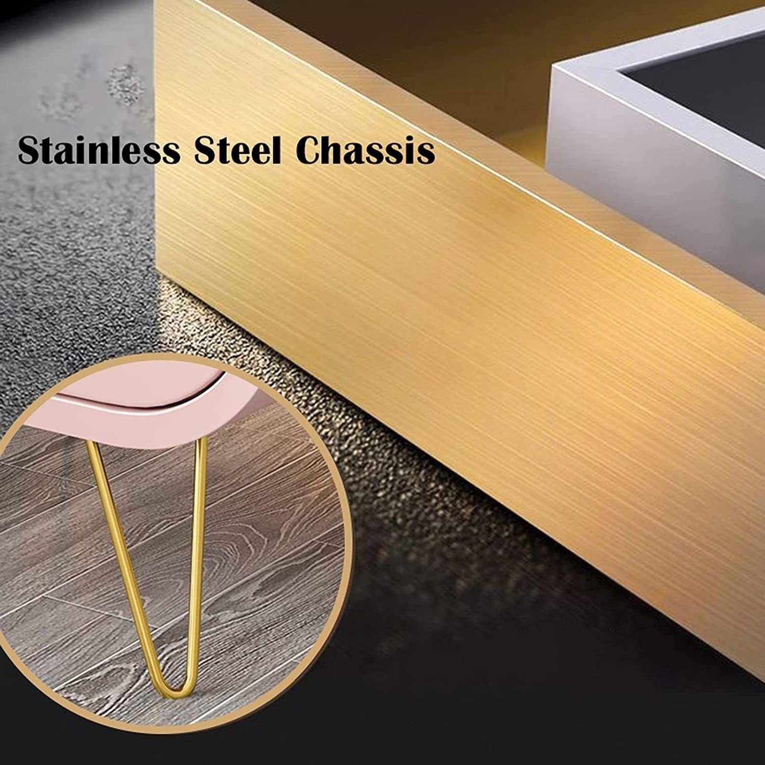 Comodino in Legno Comodini Unici 2 Cassetti con Gambe in Acciaio Inox Tavolo in Stile Moderno/Rosa/50 * 40 * 53Cm