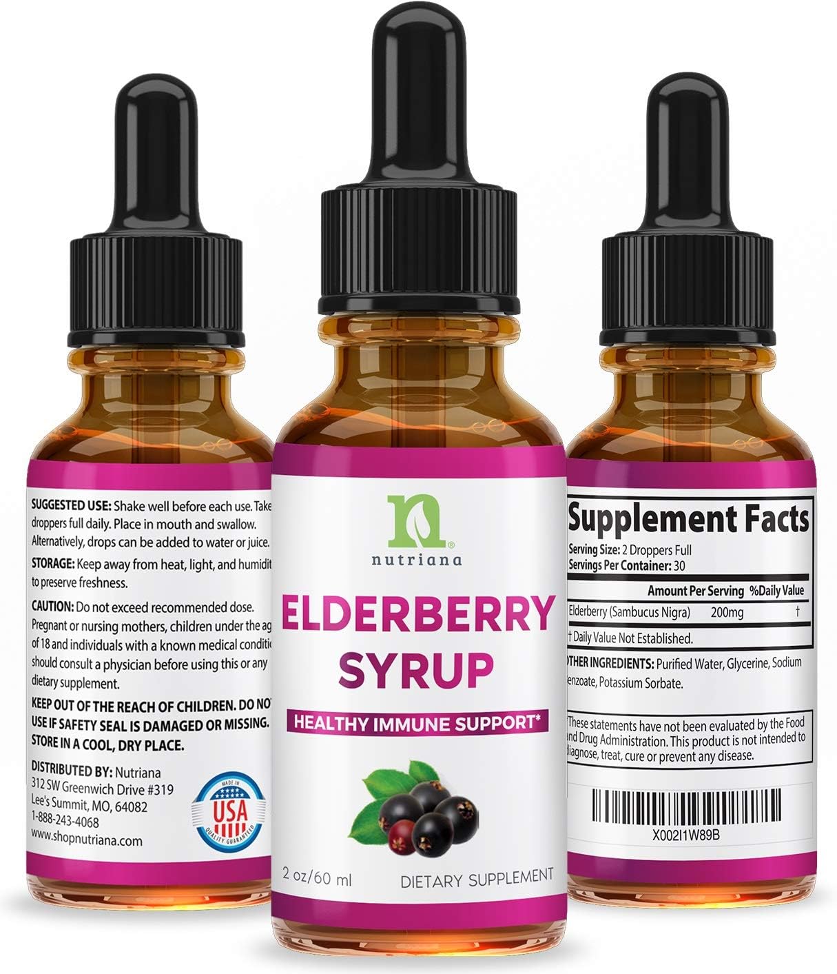 Elderberrys Extract Syrup for Adults - Elderberry Extract Liquid Drops for Immune Support - Liquid Elderberry Easy Absorption - 2oz Elderberry Tincture 60ml