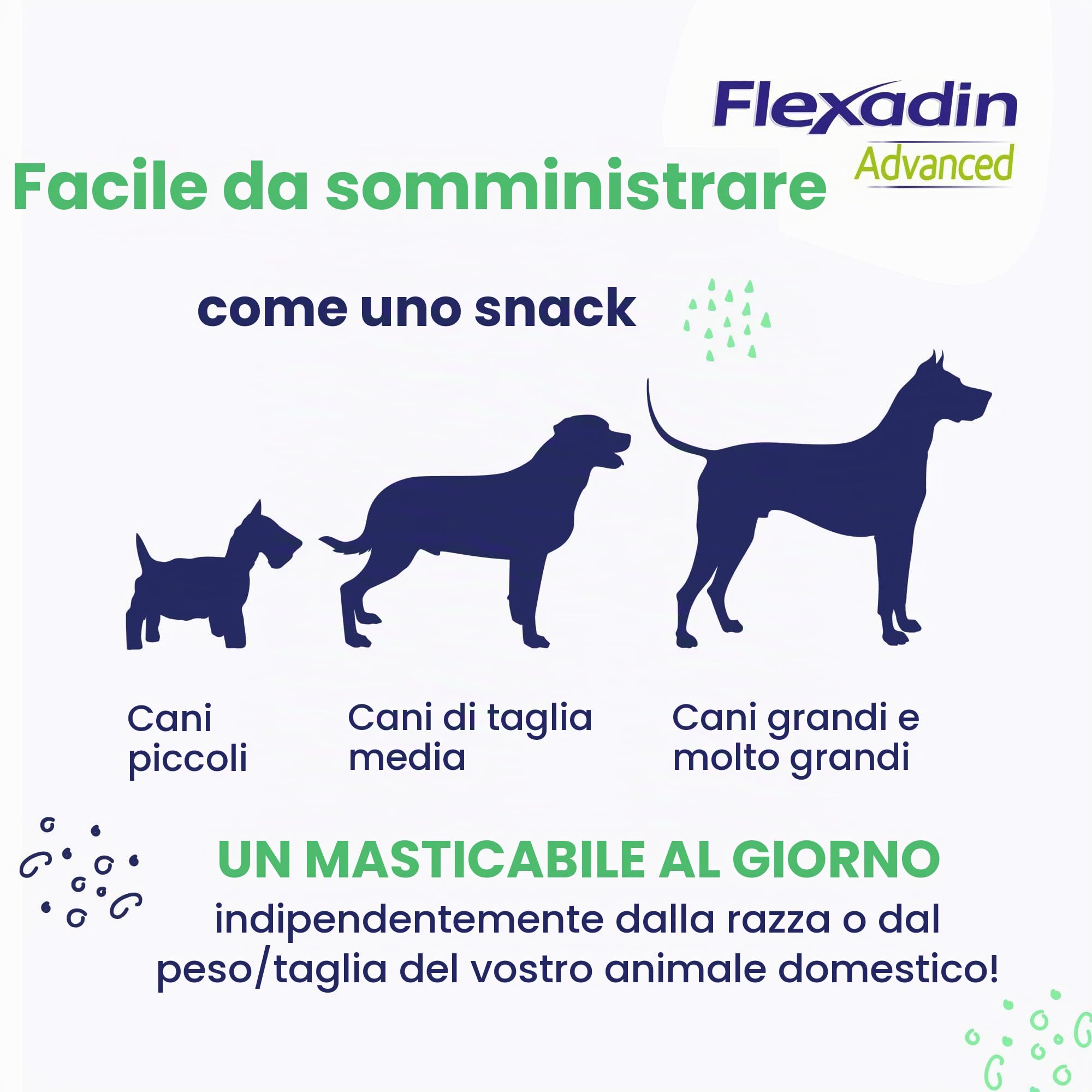 Flexadin Advanced per cani | Confezione doppia | 2 x 60 Chews | Mangime complementare per sostenere la salute delle articolazioni | Con collagene immunoattivo, omega-3 e vitamina E