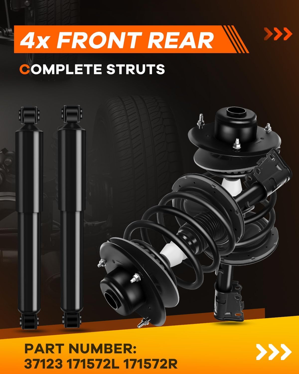 OCPTY Front Complete Struts Spring Assembly + Rear shock absorbers Fits 2001-2007 for Chrysler Town Country,2001-03 for Chrysler Voyager,01-07 for Dodge Caravan Quick Struts 37123 171572R - Set of 4