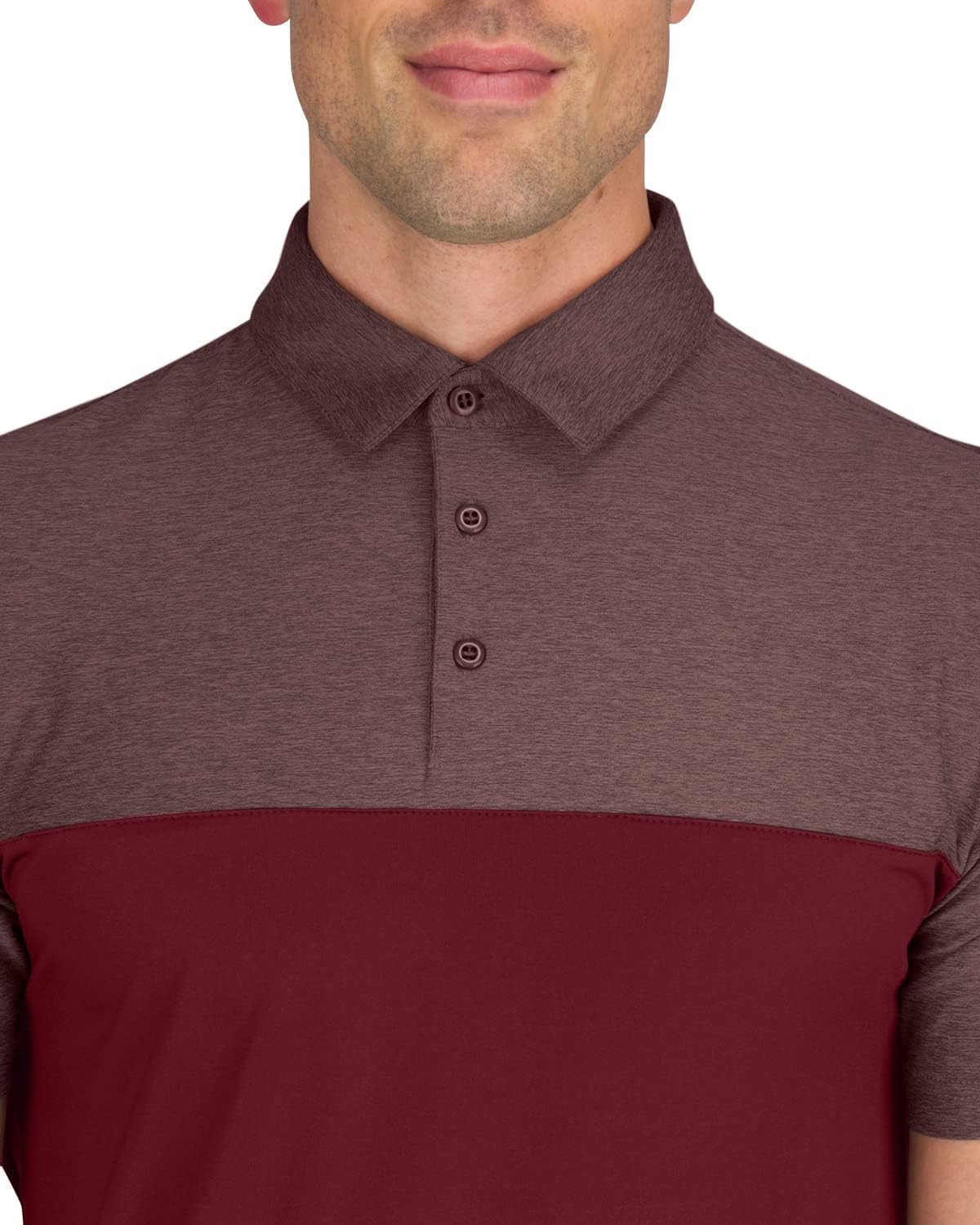 Three Sixty Six Quick Dry Golf Shirts for Men - Moisture Wicking Short-Sleeve Casual Polo Shirt Modern Two Tone Small Wine Red