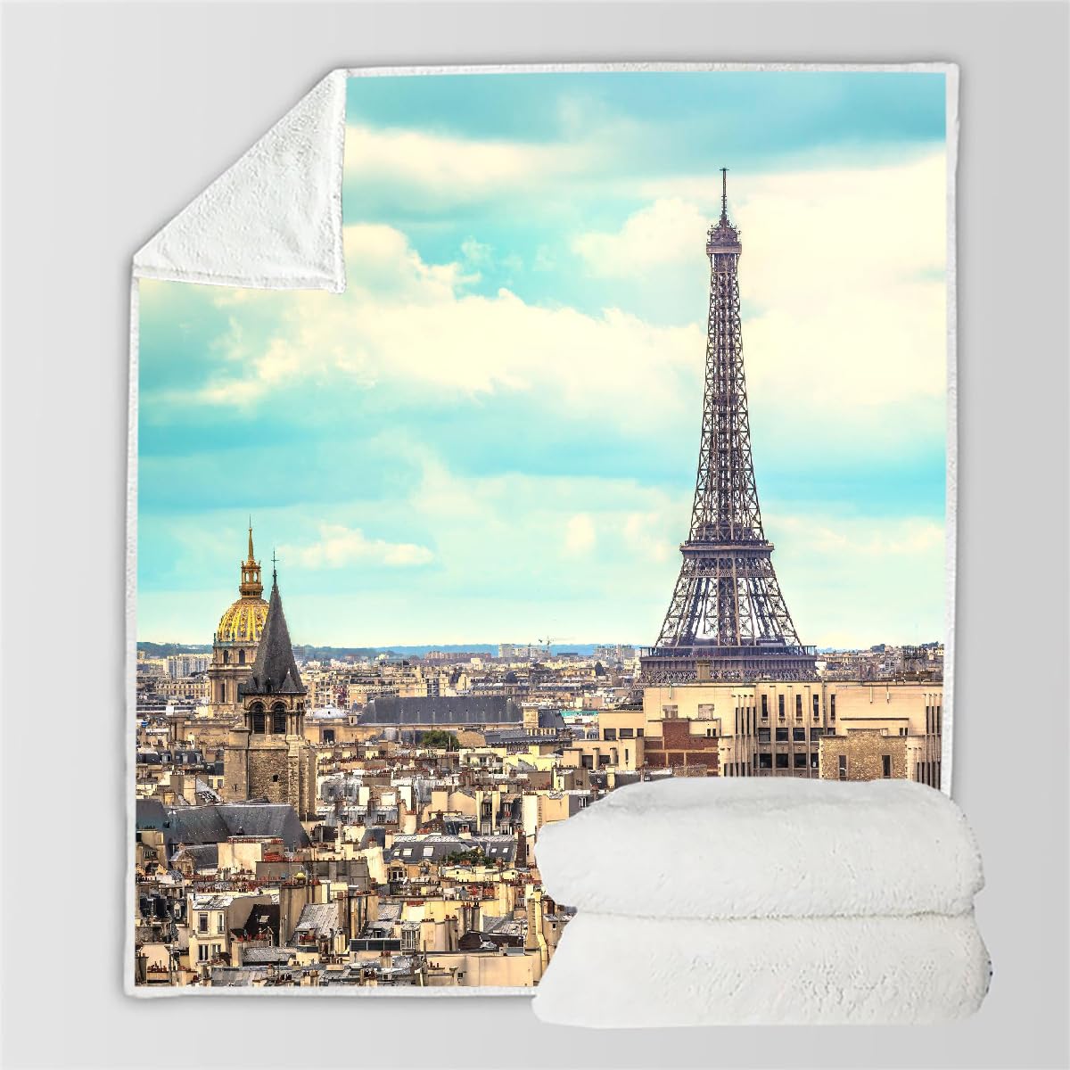 Couvertures Tour Eiffel pour Canapé et Bureau, Plaid Polaire Flanelle 100x130cm HABEAT Moelleux