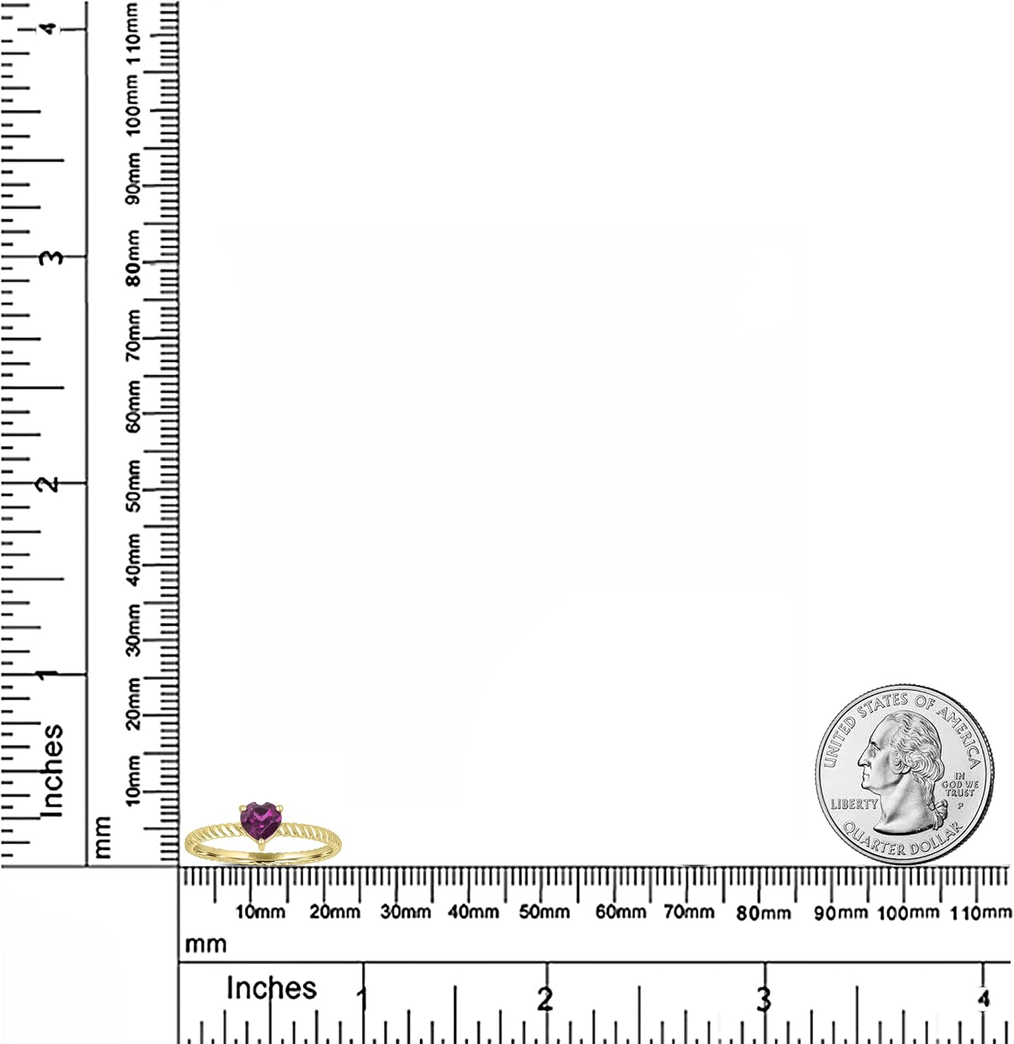 Amora 14k Gold Over Sterling Heart Solitaire Genuine Gemstone Stackable Ring, Sizes 5-9
