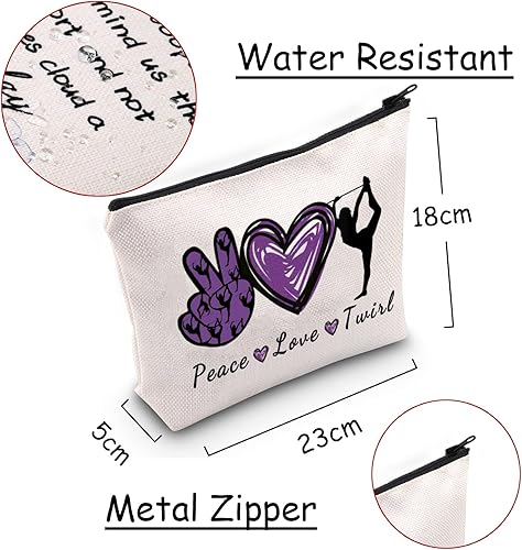 Miniatura 2 de JXGZSO Baton Twirling Gift Peace Love Twirl Bolsa de cosméticos Baton Regalos para mujeres Baton Gymnast Bolsa de maquillaje Regalo para amantes,