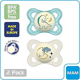 MAM Original Day & Night Baby Pacifier, Nipple Shape Helps Promote Healthy Oral Development, Glows in The Dark, 0-6 Months, Baby Boy, 2 Count
