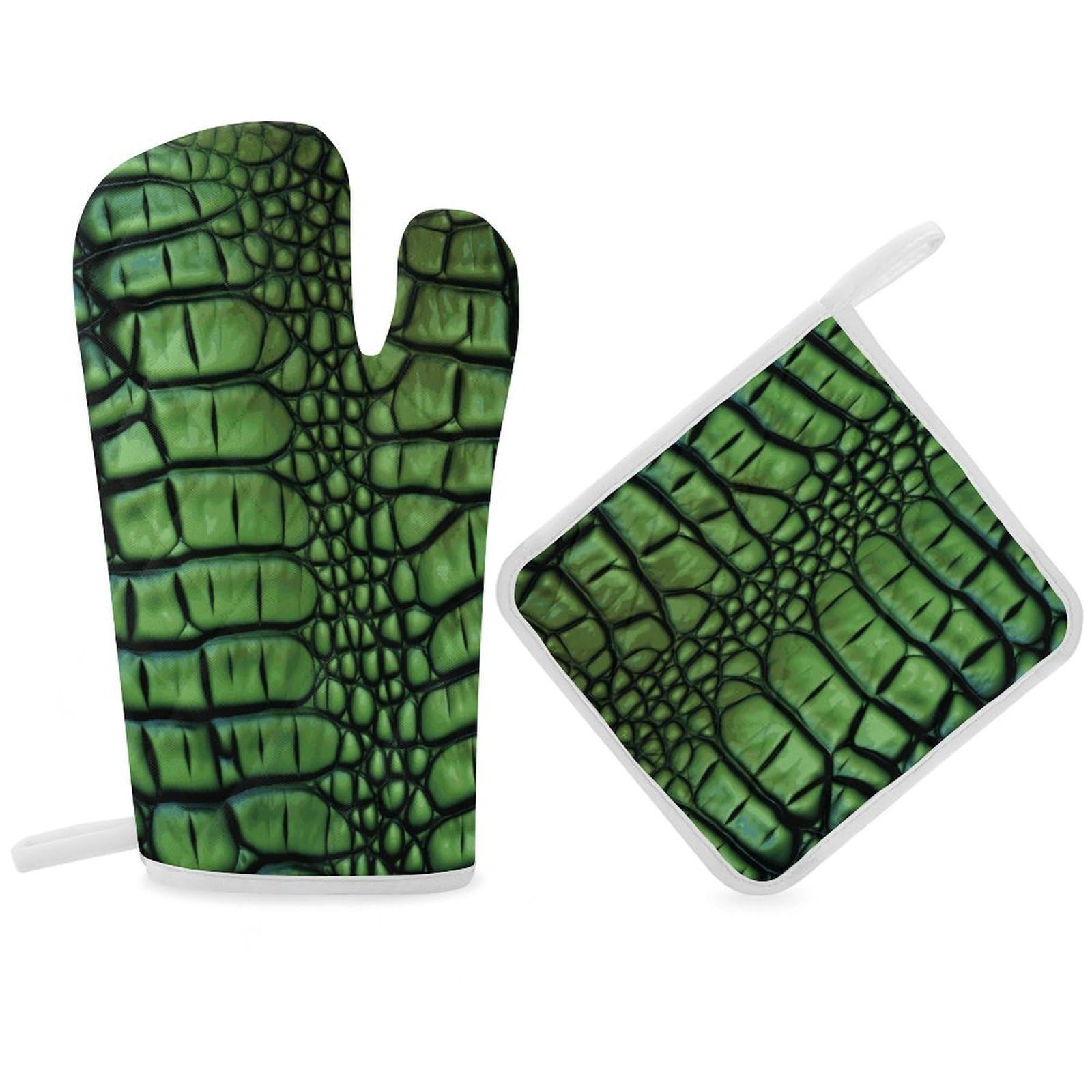 Alligator Skin Oven Mitt Thick Substantial Heat Insulation Gloves Soft Skin-Friendly Temperature Resistant Oven Mitts for Cooking Lover Cooks