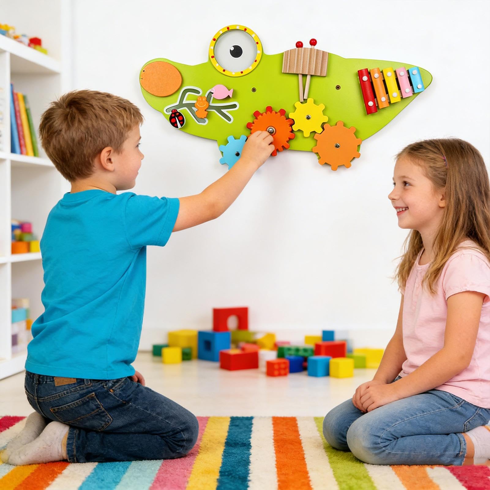Tablica Sensoryczna na Ścianę Zabawka Edukacyjna dla Dzieci | Drewniana Panel Sensoryczny dla Chłopców i Dziewczynek do Domu Przedszkola i Żłobka Sali Zabaw