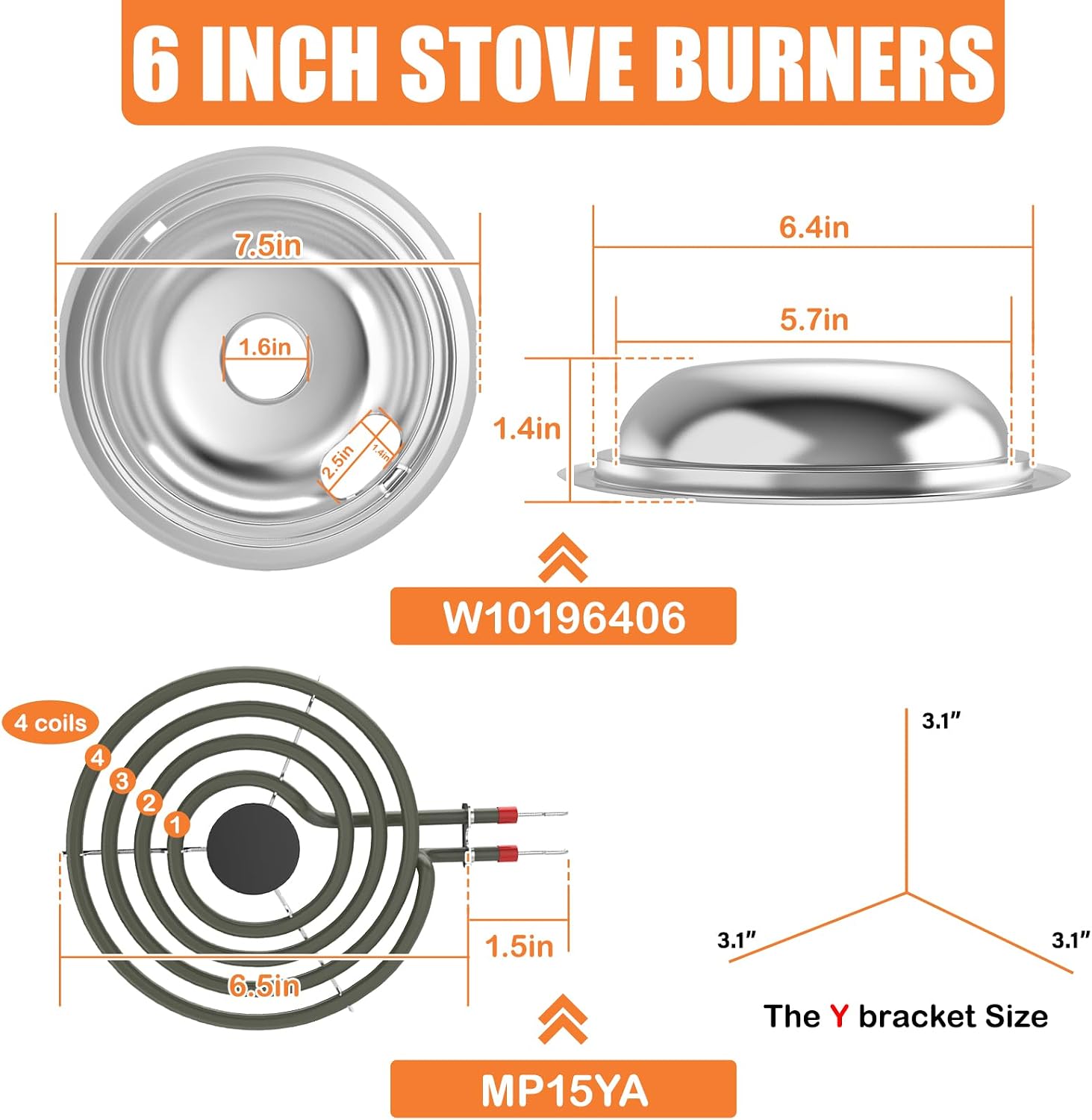 Upgraded Drip Pans For Whirlpool Electric Stove Burners Replacement MP22YA