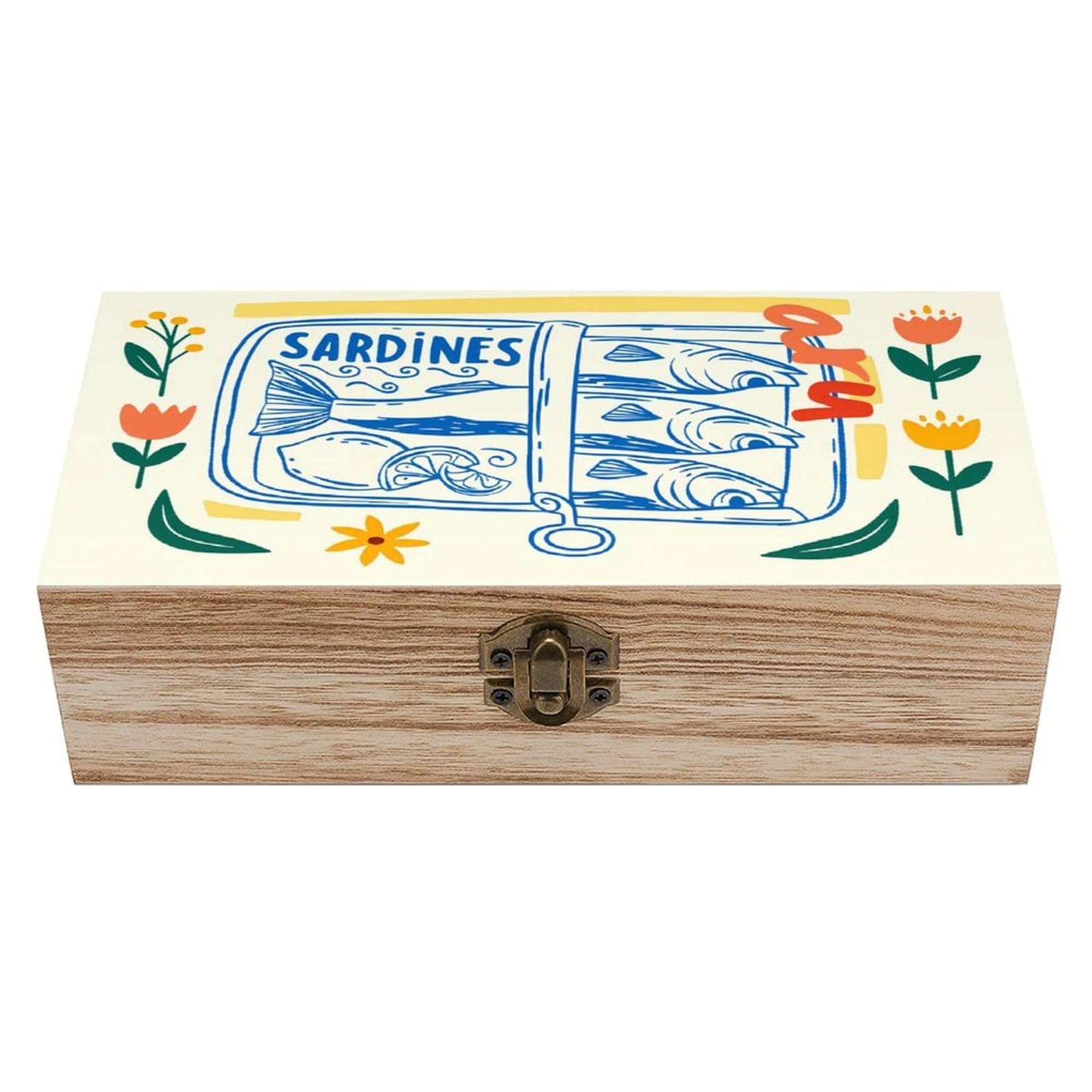 asbwuo Sardines Fish Vintage Wooden Keepsake Box