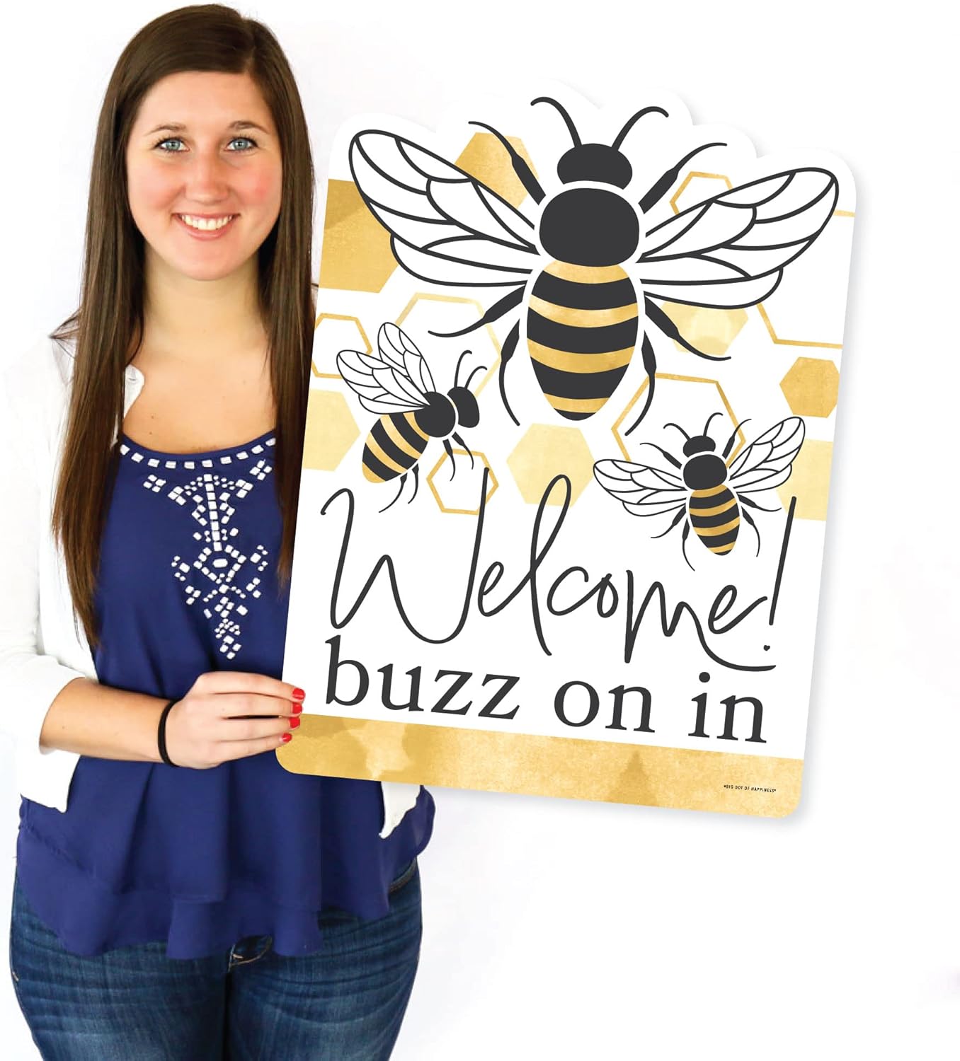 Big Dot of Happiness Little Bumblebee - Party Decorations - Bee Baby Shower or Birthday Party Welcome Yard Sign