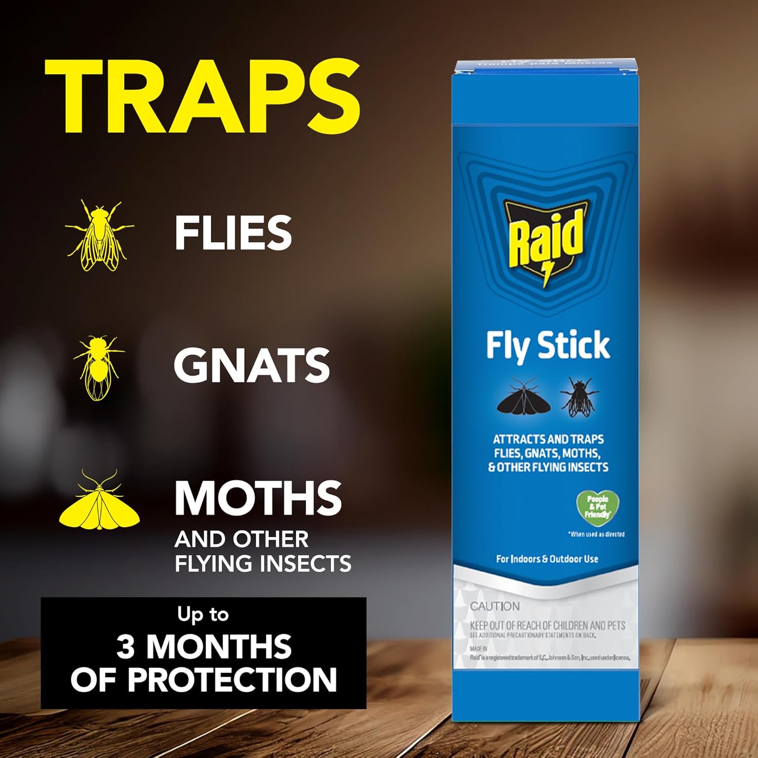 Raid Fly Stick, Pack of 6, Each Trap Catches up to 150 Flies, Indoor and Outdoor Use