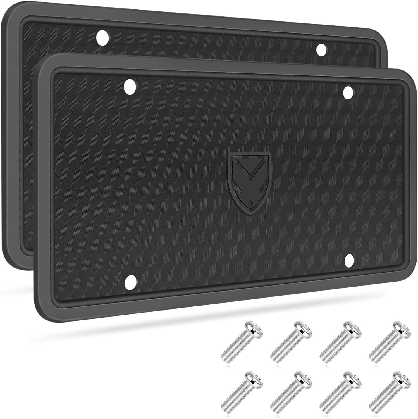 Chegus License Plate Frames Cover 2 Pack, Silicone Car Plate Front Back Bracket Holders with Drainage Holes. Rust-Proof, Rattle-Proof, Weather-Proof