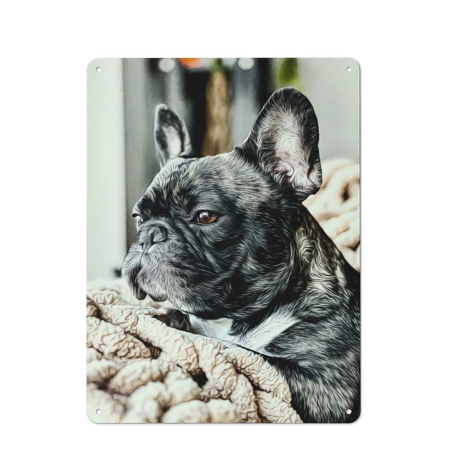 Junmoney Style-7-1 French Bulldog Rustic Tin Sign 40X30cm For Café Or Home Bar, Suited To Hospitality Decor Collectors