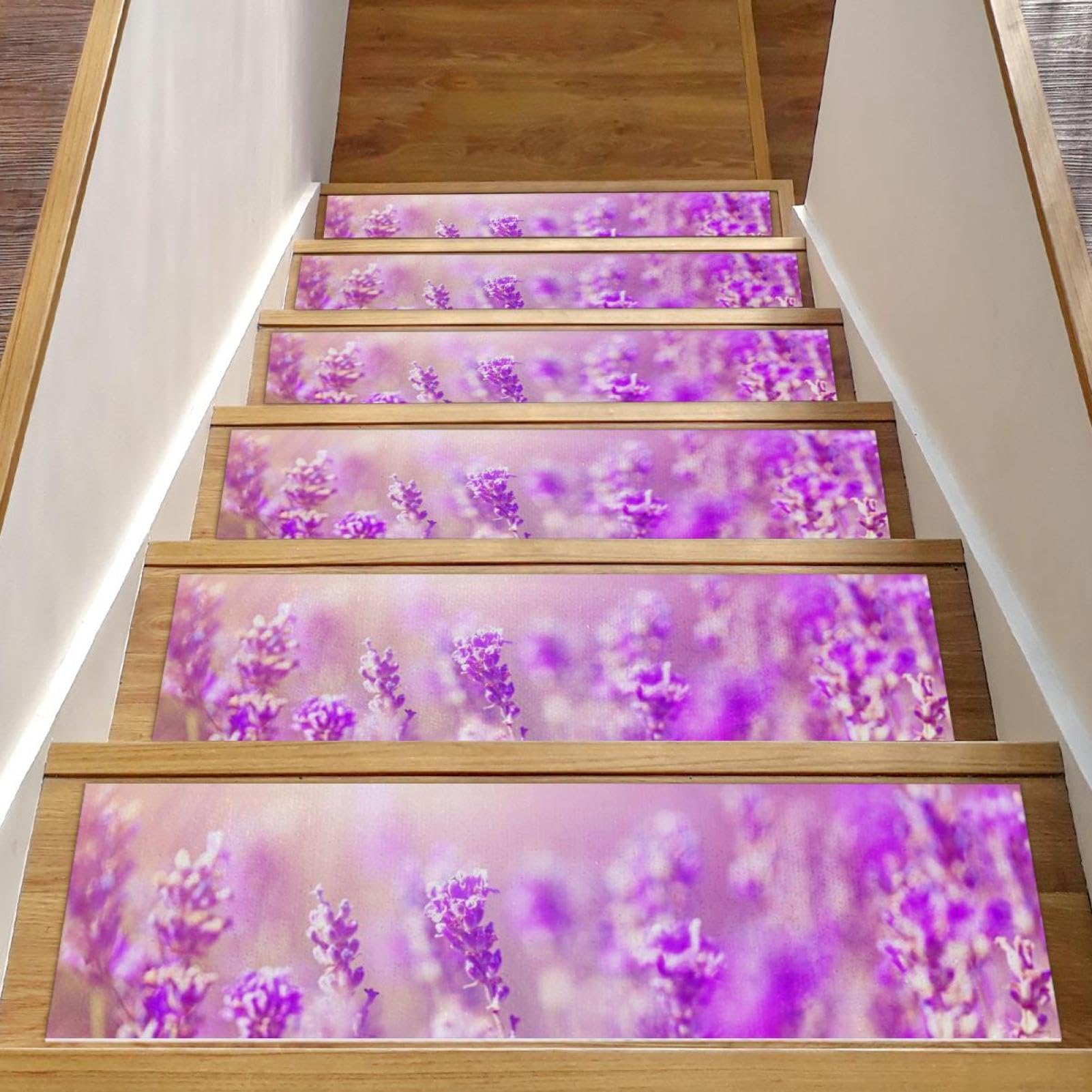 Alfombrillas antideslizantes para escaleras sin residuos lavanda para niños