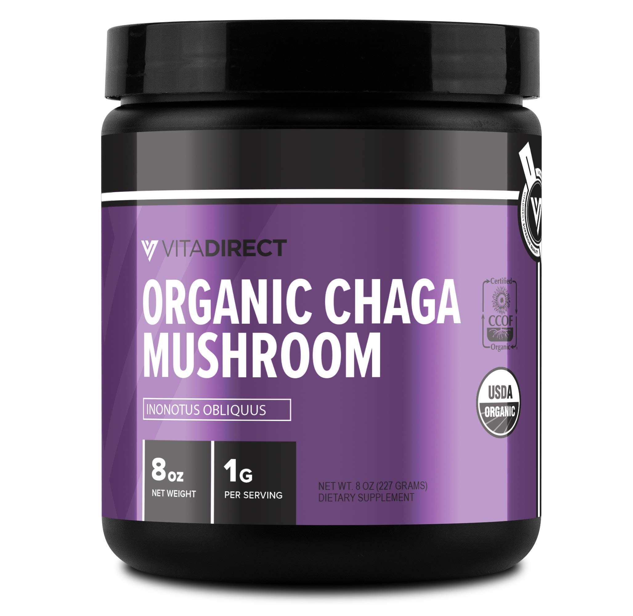 VitaDirect Premium Organic Chaga Mushroom - 240ml, 1g per Serving